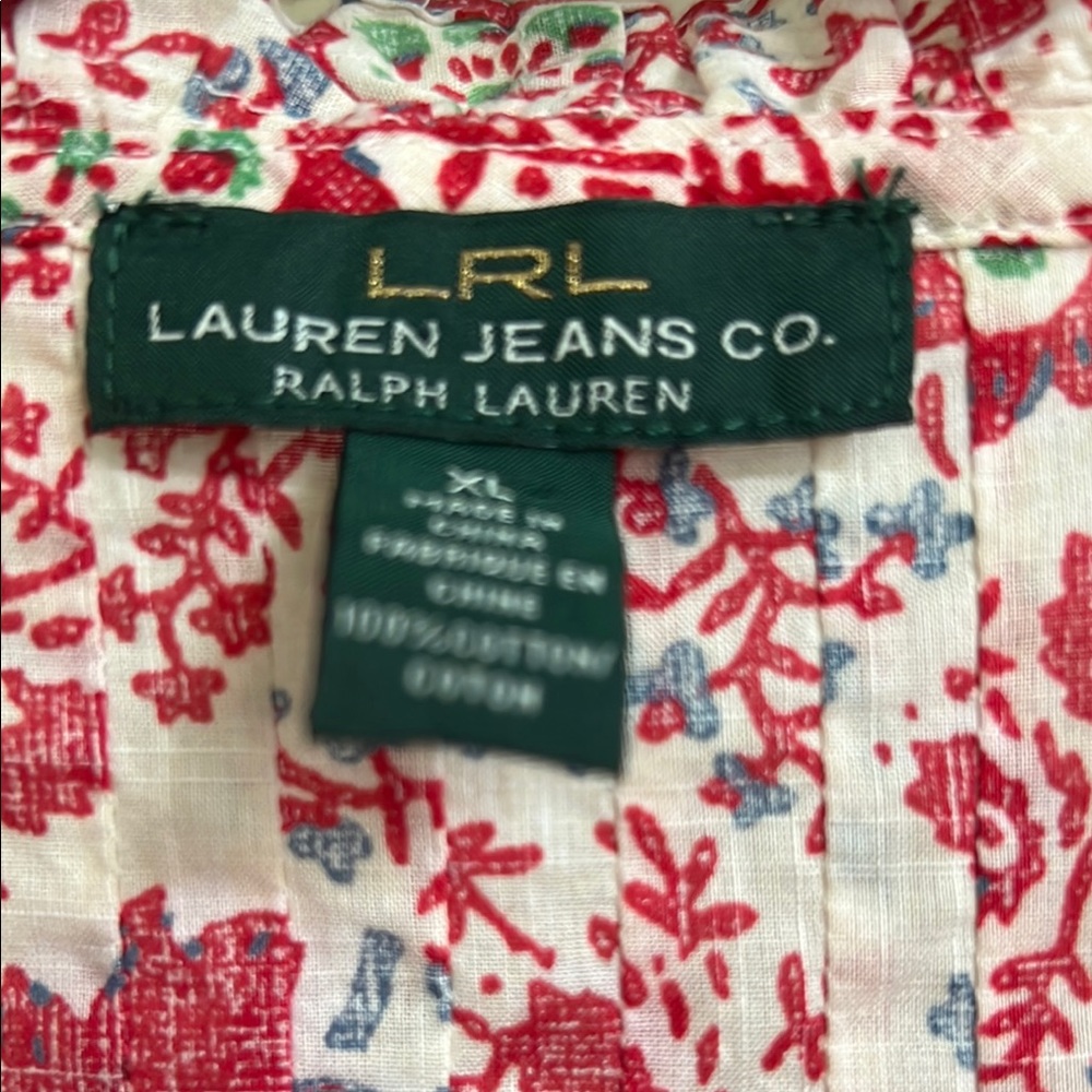 Lauren Ralph Lauren Red and White Floral Button Down Shirt - Picture 2 of 7